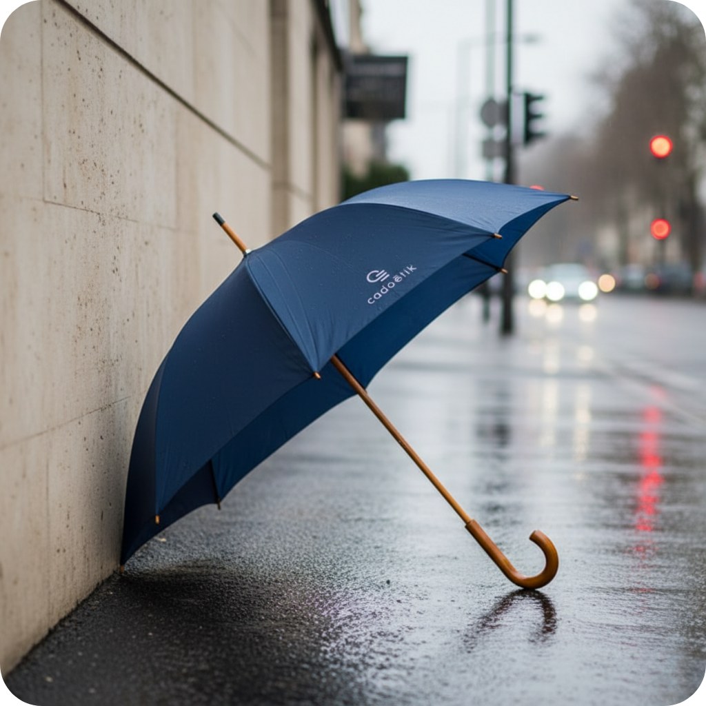 Parapluie personnalisé droit avec poignée en bois Cala_00