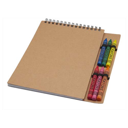 Bloc-notes de papier blanc certifié avec 6 crayons de cire Doodle_01
