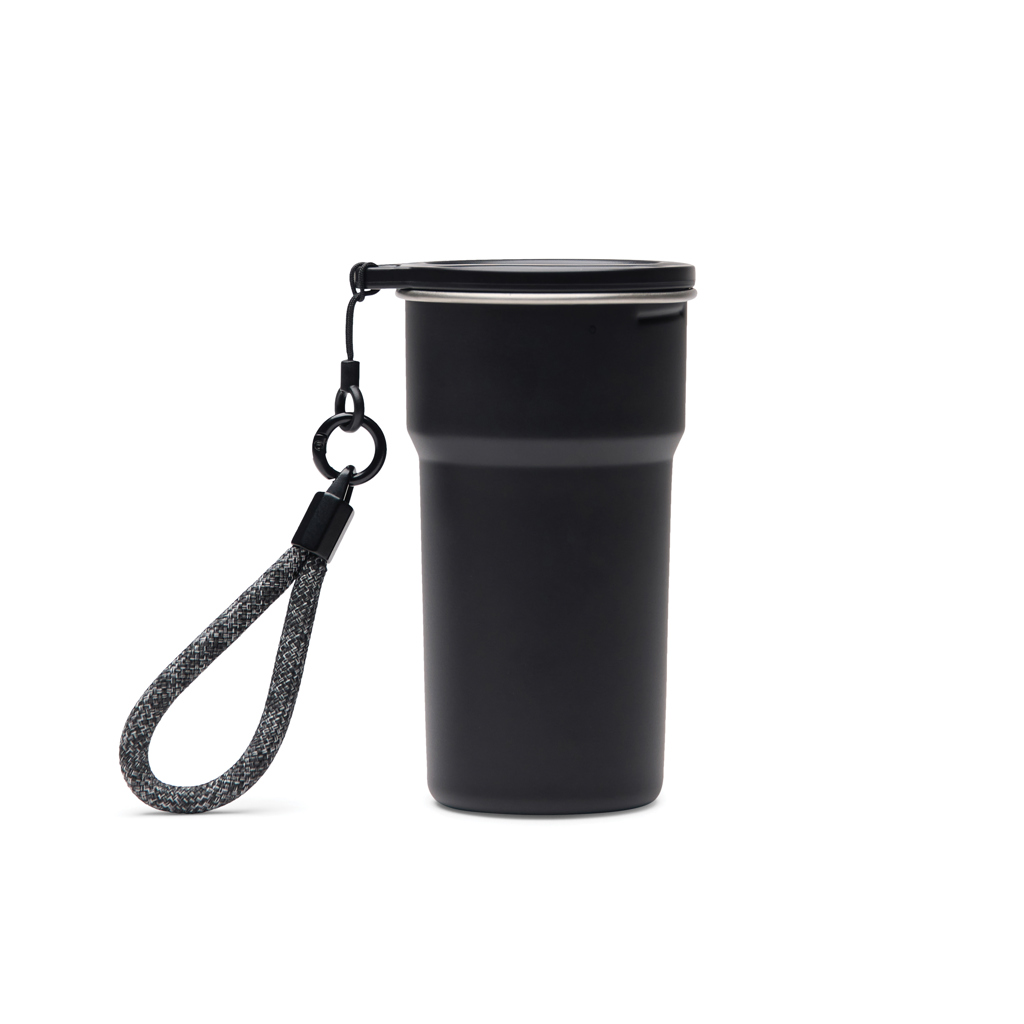 Mug de voyage avec 4 tasses en inox recyclé certifié Vinga Parks 250 mL_Noir