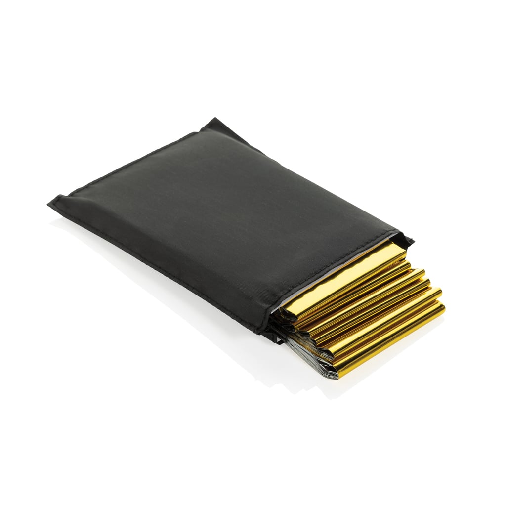 Couverture de secours dans une pochette en rPET Solra_Noir