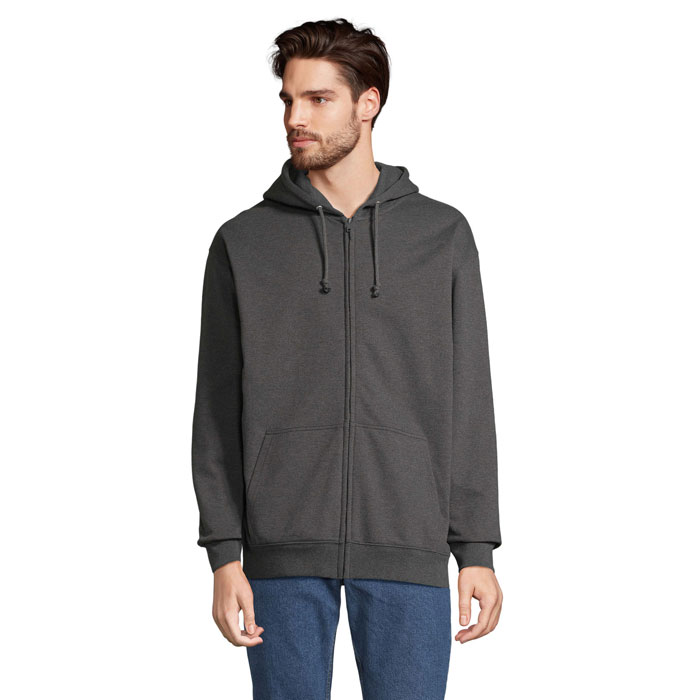 Sweat zippé unisexe en coton et polyester recyclé Carter 280 g/m²_Anthracite chiné