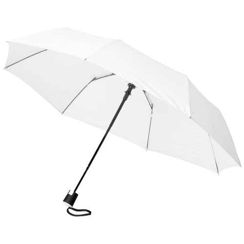Parapluie pliable 3 sections ouverture automatique Wali 21 pouces_Blanc