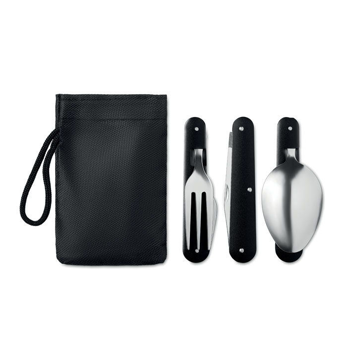 Couverts pliables en inox 3 Service_Noir