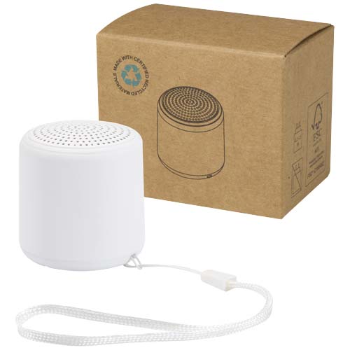 Enceinte nomade personnalisée en plastique recyclé Velkis 3W_Blanc