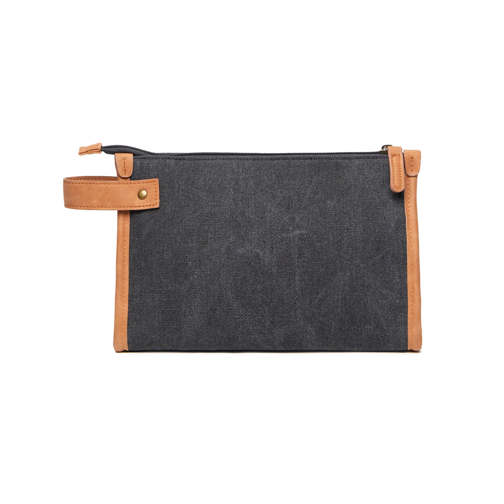 Trousse de toilette en toile recyclée et certifiée Vinga Bosler_Noir