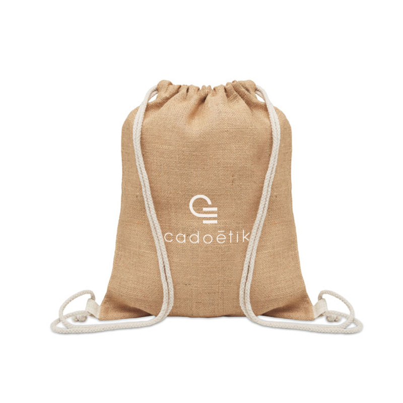 Sac à cordon en jute et coton Fukuro_1
