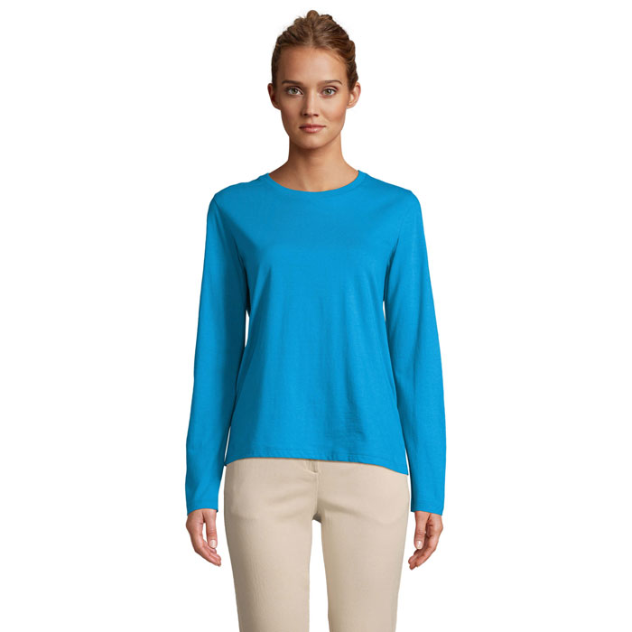 T-shirt femme manches longues en coton certifié Monarch 150 g_Aqua