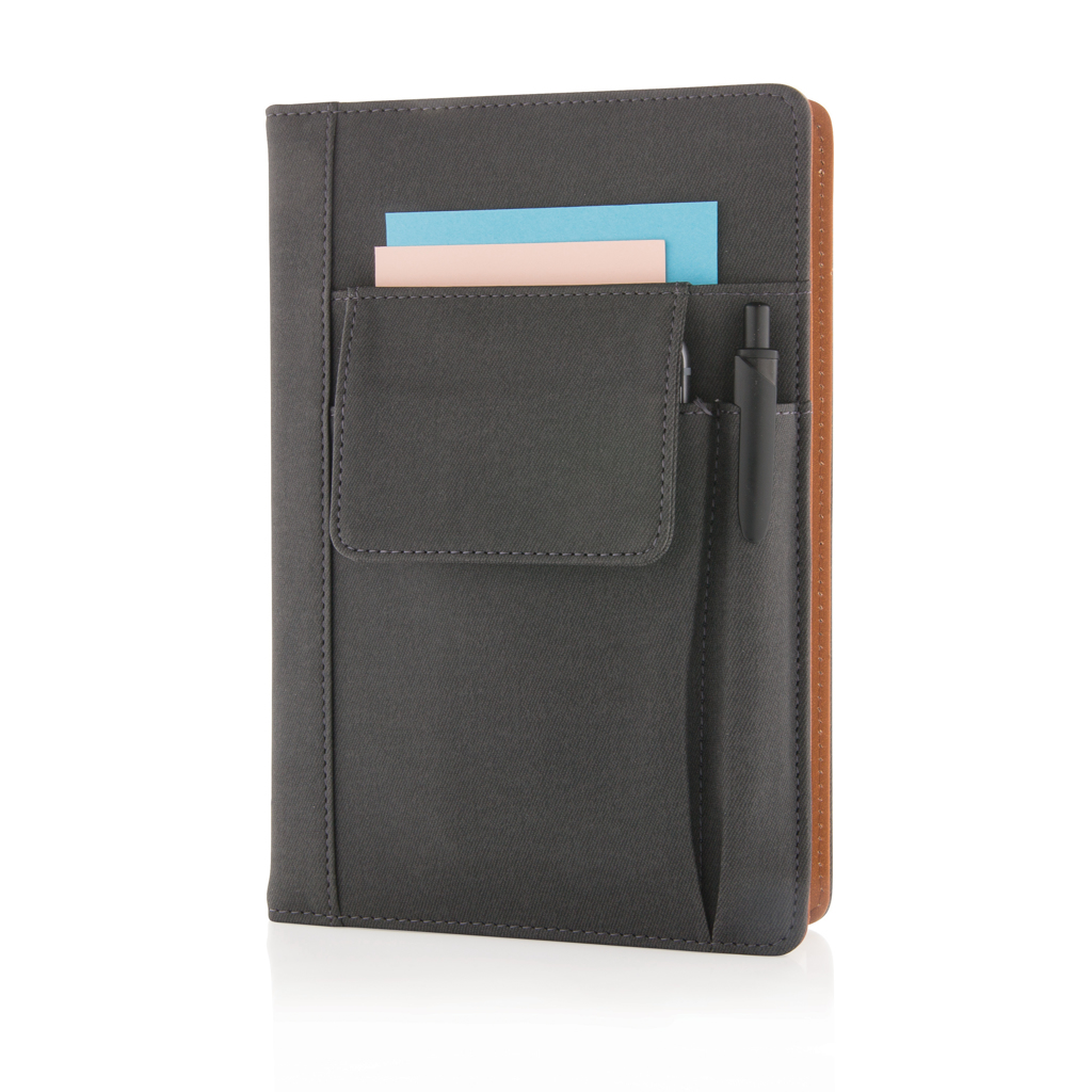 Carnet de notes avec pochette pour téléphone Karmin_Noir