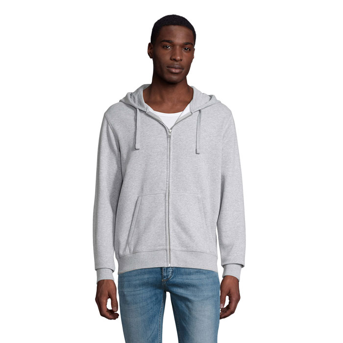 Sweat zipppé à capuche homme en coton et polyester certifiés Spike 280 g _Gris chiné II