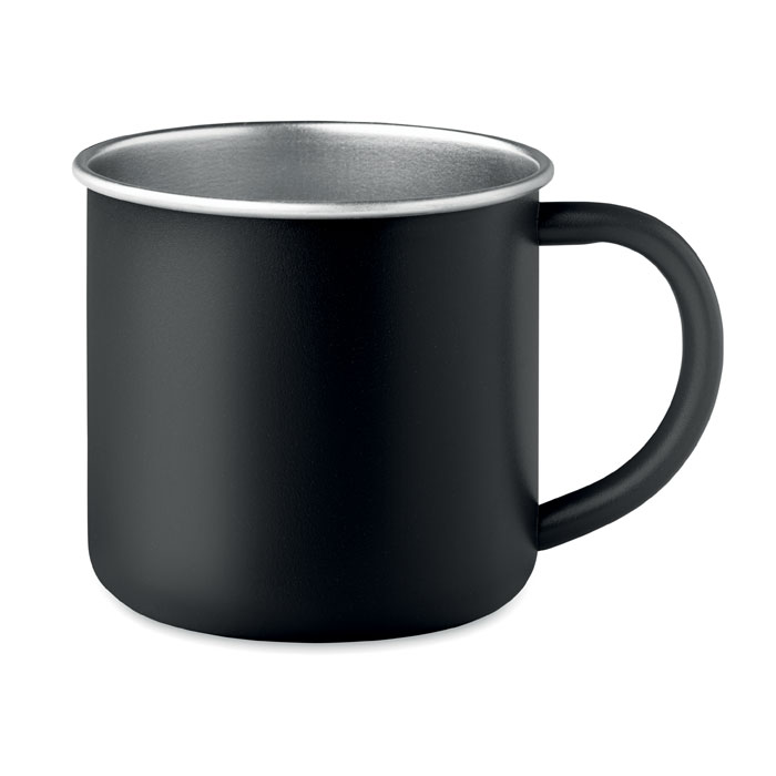 Mug publicitaire vintage en inox recyclé Caribu 300 mL_Noir