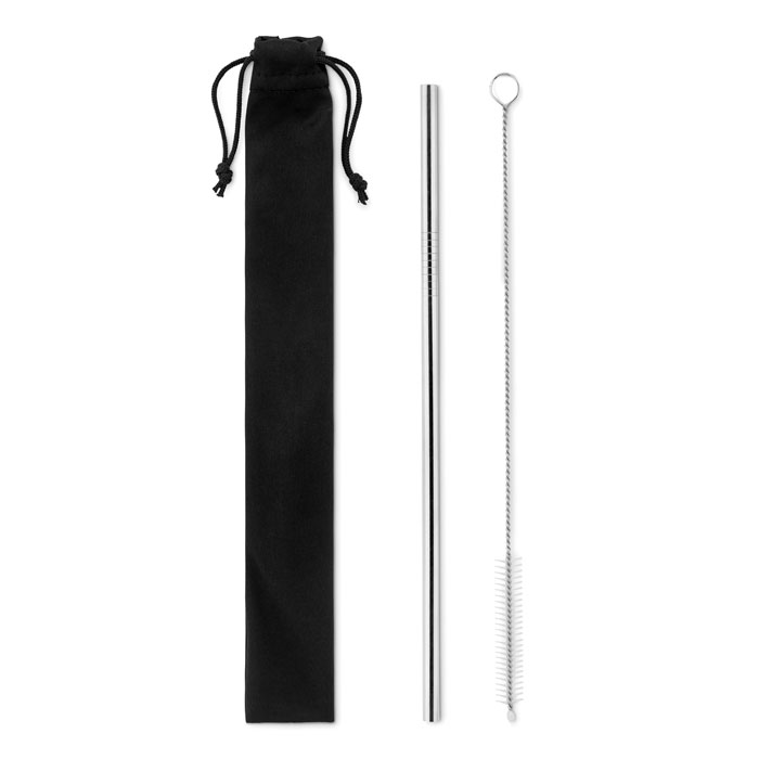 Paille et brossette en inox Cold Straw_Argent mat