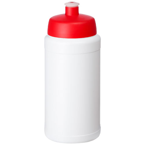 Gourde de sport en plastique recyclé Baseline® de 500 mL_Blanc/Rouge