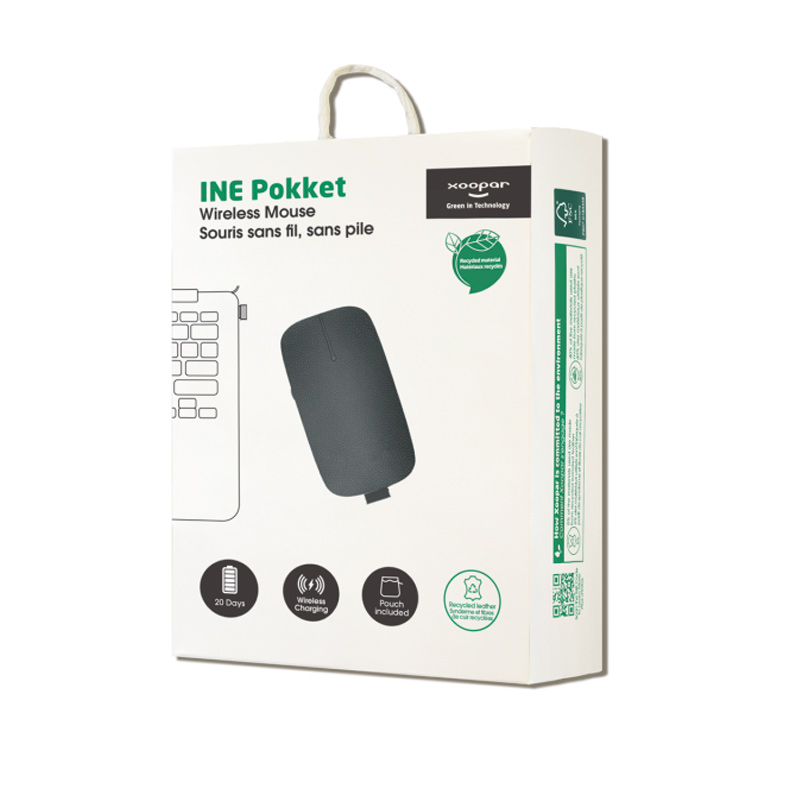 Souris sans fil en plastique et cuir recyclés Iné Pokket _03