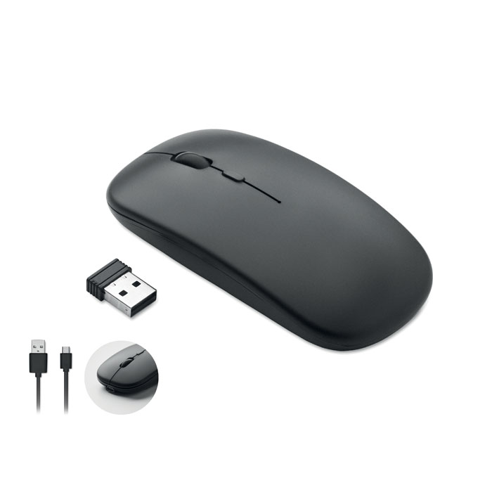 Souris sans fil en plastique recyclé Curvy C_Noir