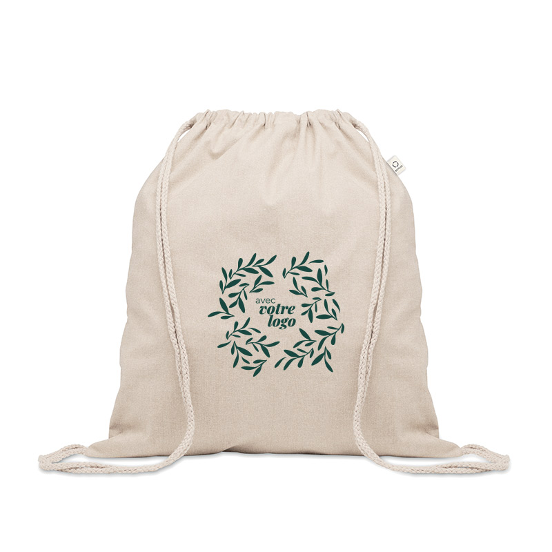 Gym bag publicitaire en coton et polyester recyclés Cabetri 140 g_01