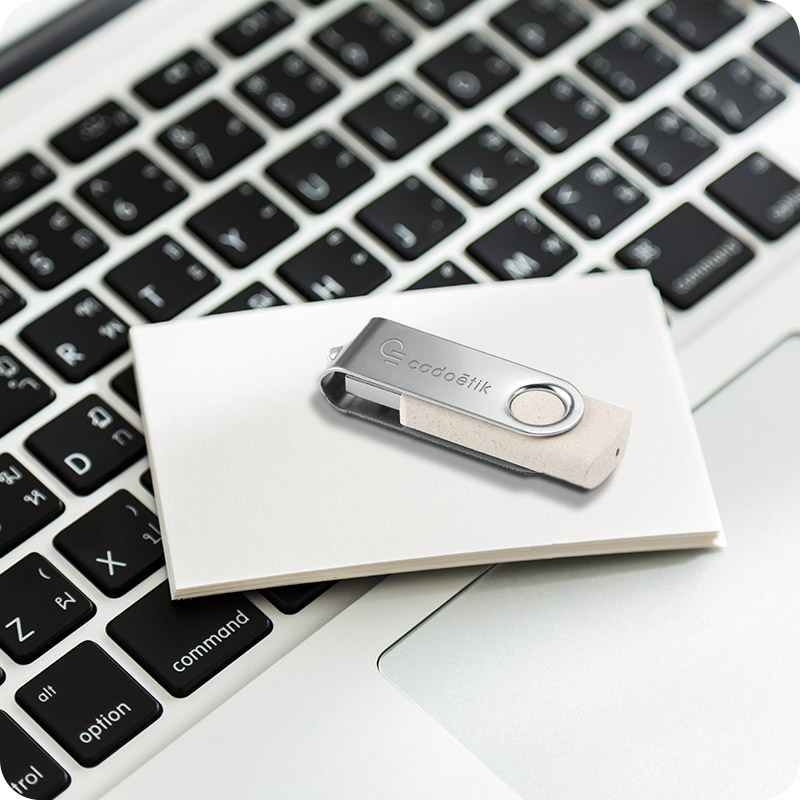 Clé USB en fibre de blé et métal Techmate_00