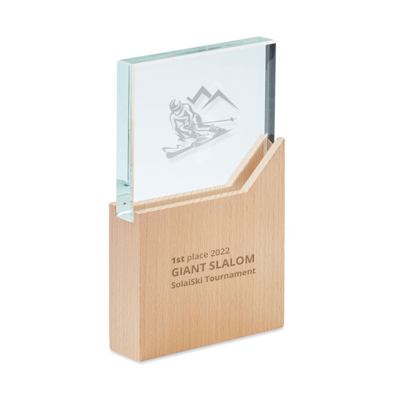 Trophée en cristal et bois de hêtre Zeal_04