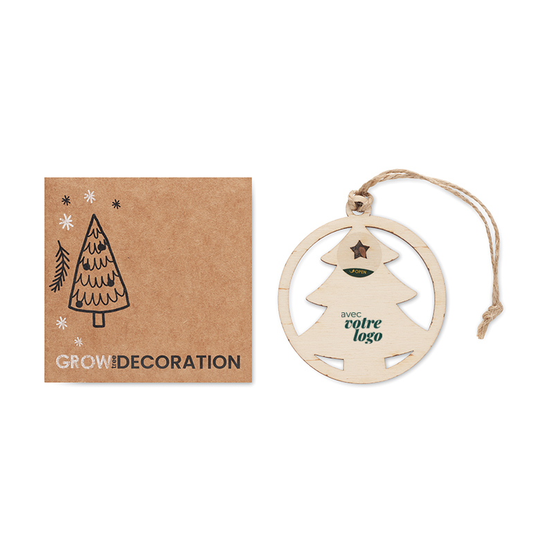 Suspension de Noël en bois découpé avec graines de sapin Arseed_02