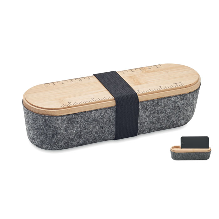 Trousse 3-en-1 en feutre rPET et bambou Mile _Bois