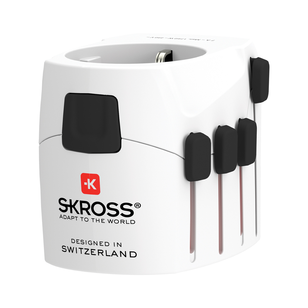 Adaptateur de voyage universel 3-Pôles Pro Skross_Blanc