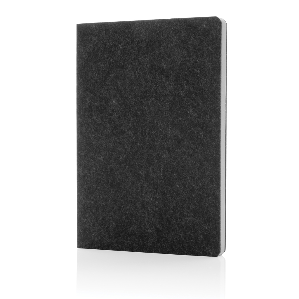 Carnet A5 en feutre recyclé certifié Phrase_Noir