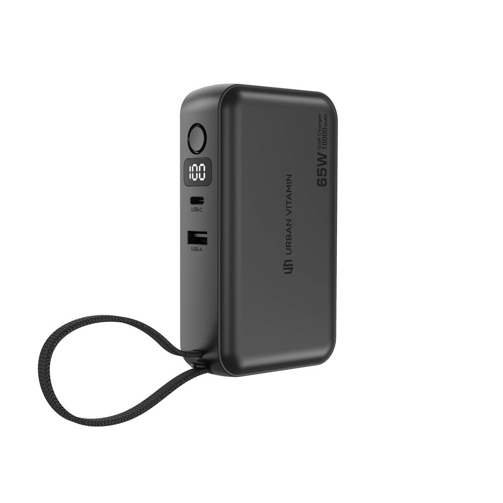 Chargeur universel personnalisé 10 000 mAh charge rapide UV Eureka 65W_Noir