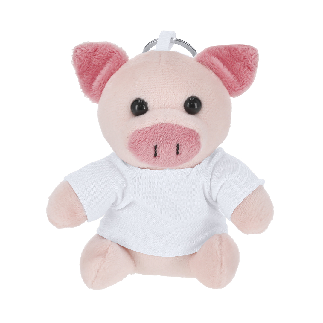 Porte-clés publicitaire peluche cochon Cernil_Blanc