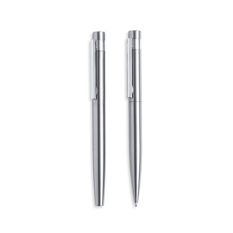 Parure stylo bille et roller en inox recyclé Kaylax_03