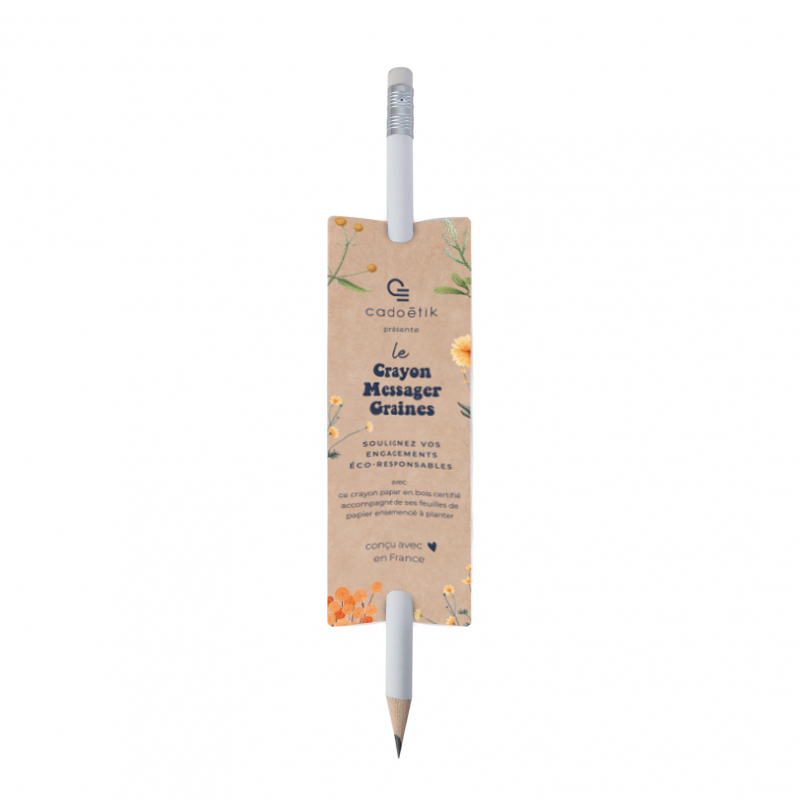 Crayon à papier messager avec cartonnette sur mesure