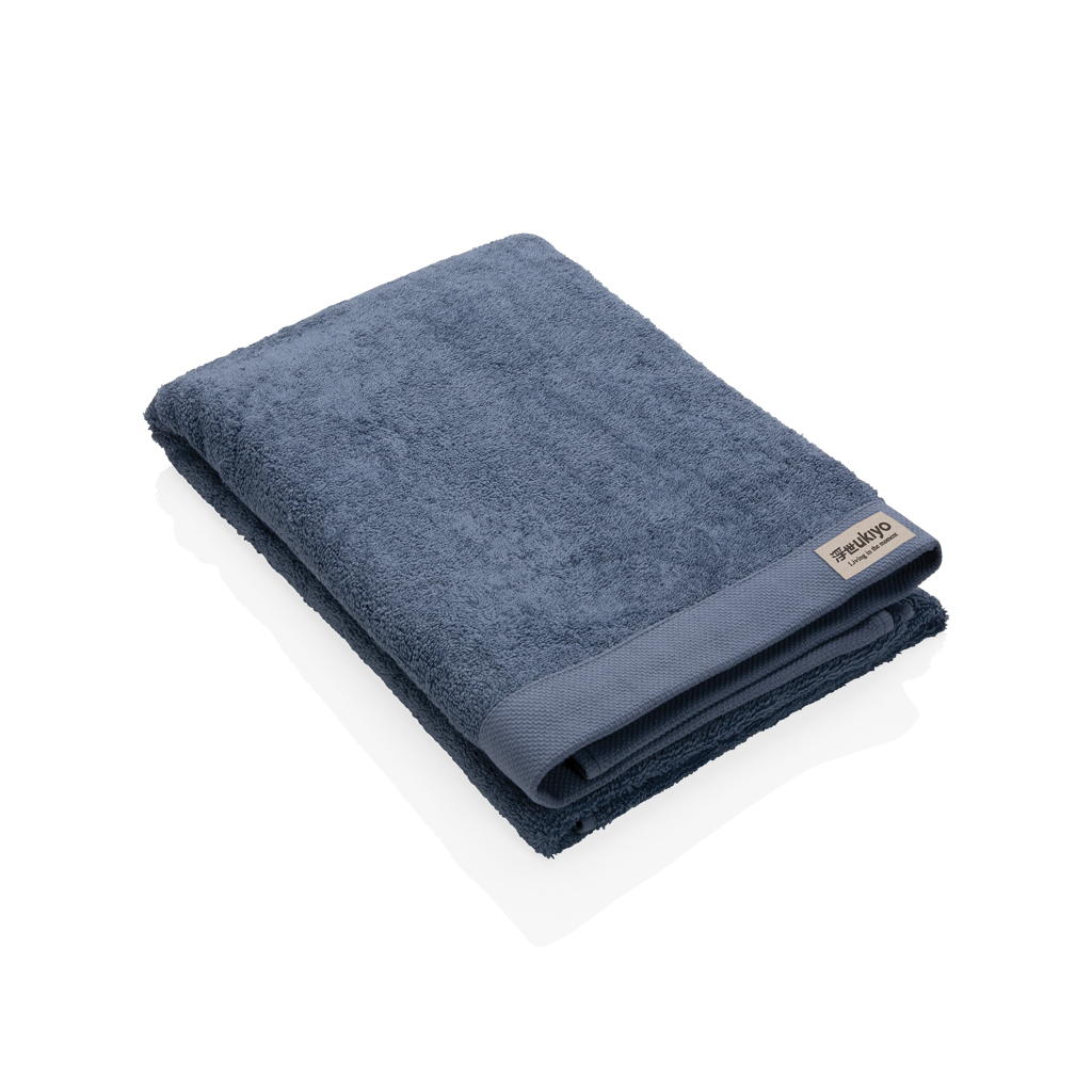Serviette de bain en coton recyclé Ukiyo Sakura 70x140 cm 500 g_Bleu