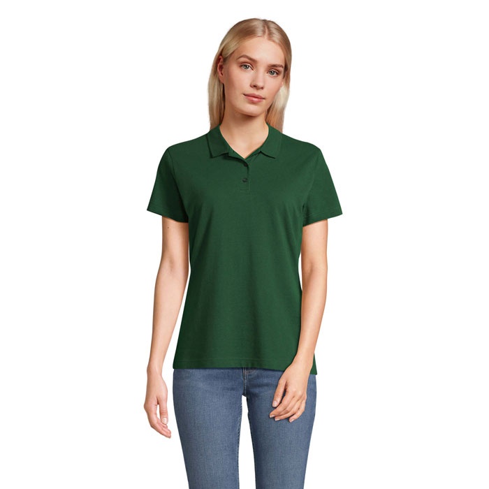 Polo femme en coton certifié Pulse_Vert bouteille