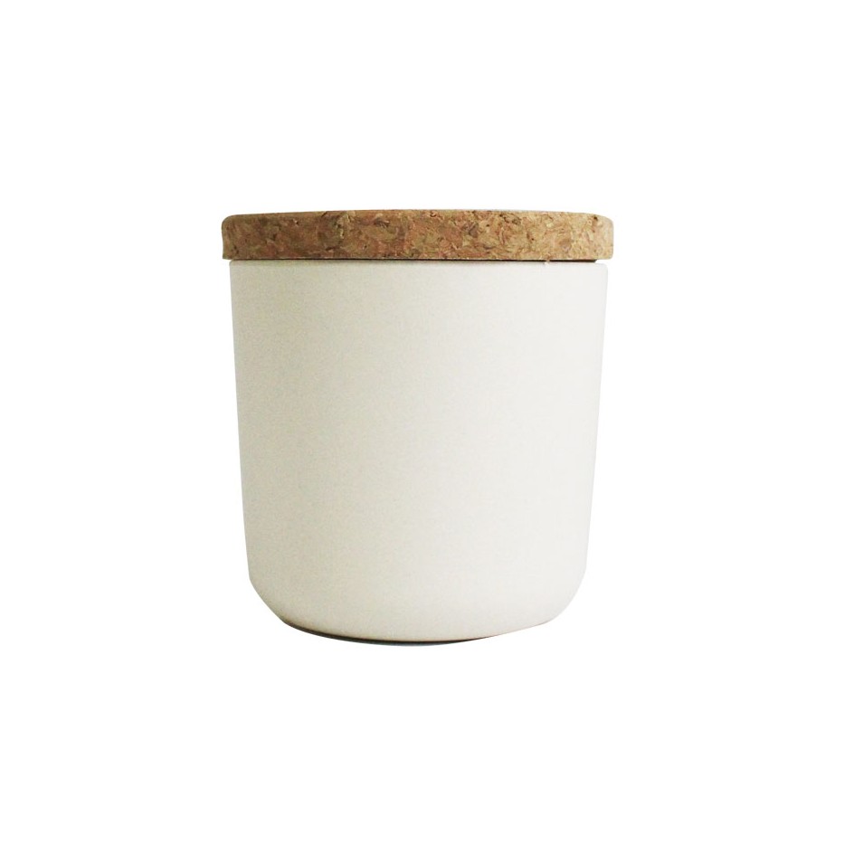 Kit de plantation avec pot en fibre de bambou et couvercle en liège_Beige