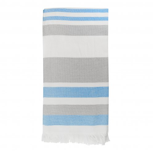 Serviette fouta en coton et polyester rPET recyclés Elmar 470 g_Bleu