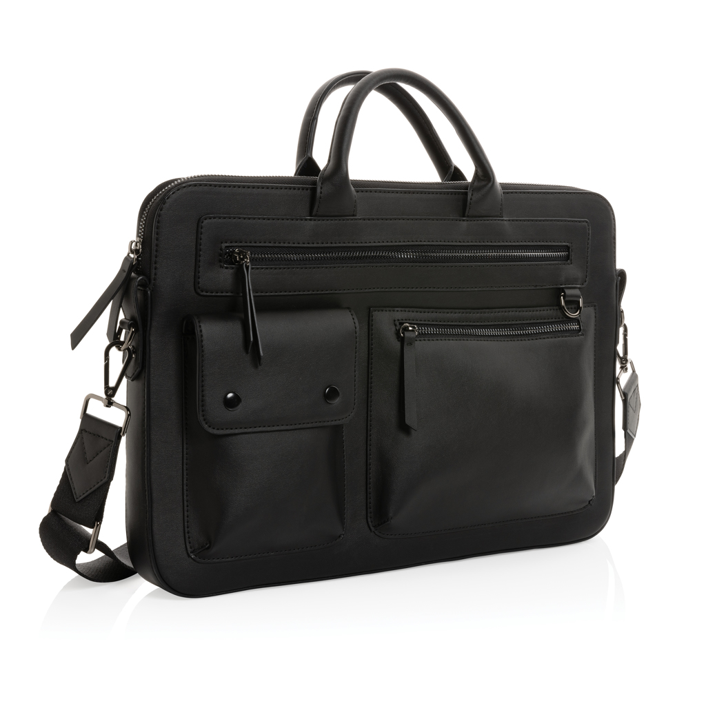Sacoche pour ordinateur 14" en PU recyclé certifié simili cuir Swiss Peak_Noir