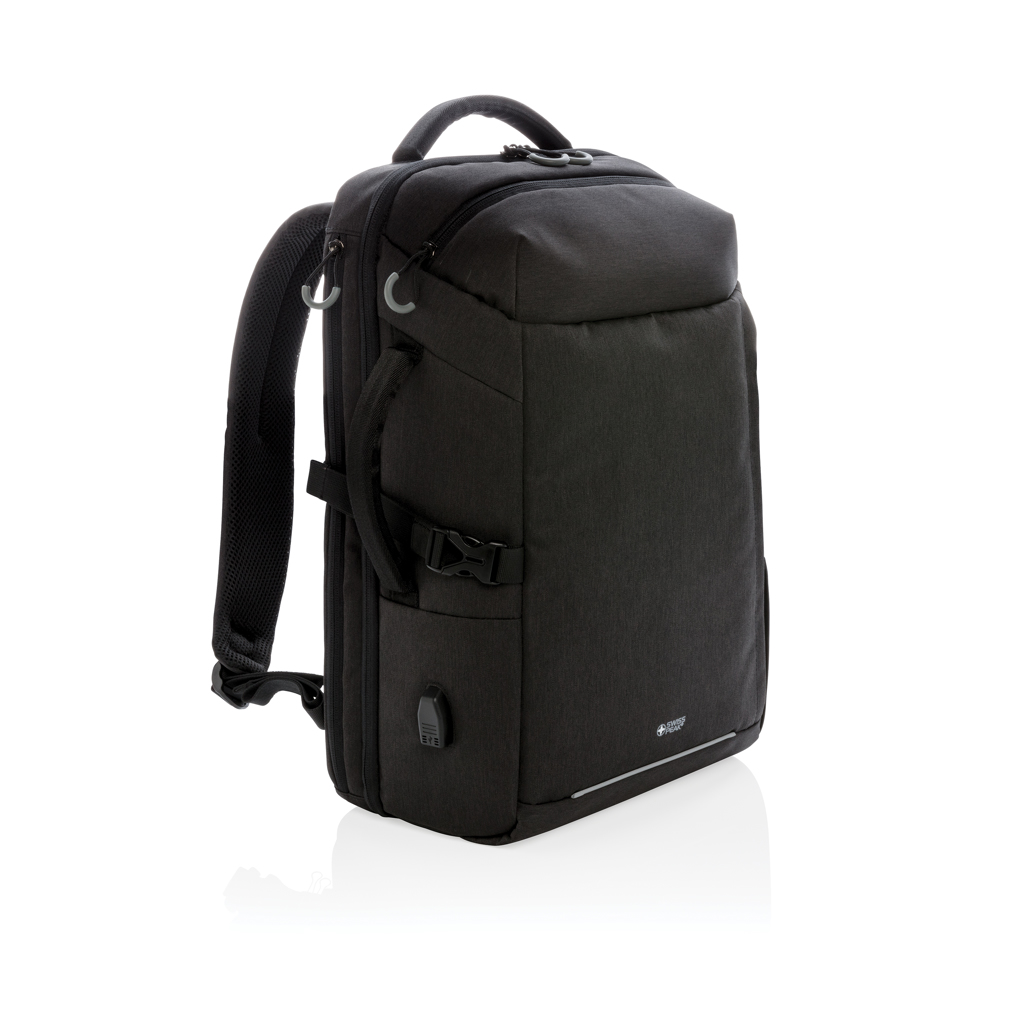 Sac à dos ordinateur 17" en polyester recyclé rPET Swiss Peak Invento 20 L_Noir
