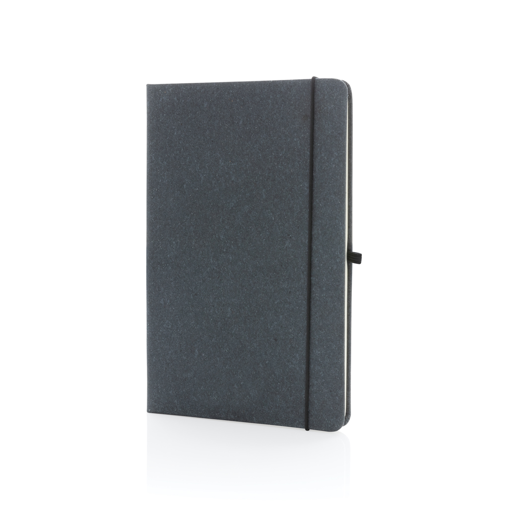 Carnet A5 rigide en cuir et papier recyclés Ili_Gris