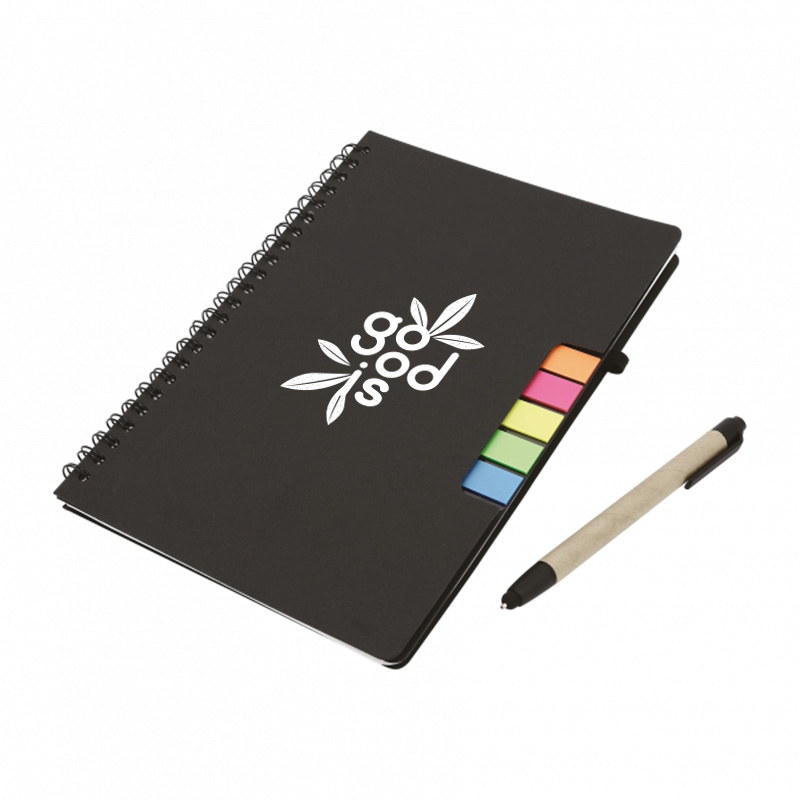 Carnet à spirales A5 avec stylo en carton recyclé Véra_03