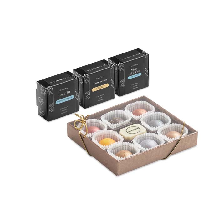 Coffret personnalisable 3 thés zen et 9 saveurs de chocolats _02