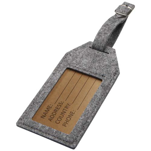 Étiquette à bagage en feutre rPET Tie_Gris
