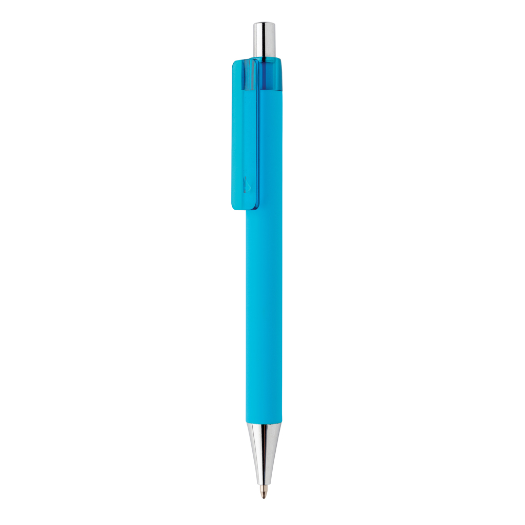 Stylo bille finition gomme X8_Bleu clair