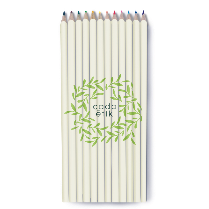 Stylo publicitaire - Set crayons de couleurs personnalisés en quadri puzzle Eco 17,6