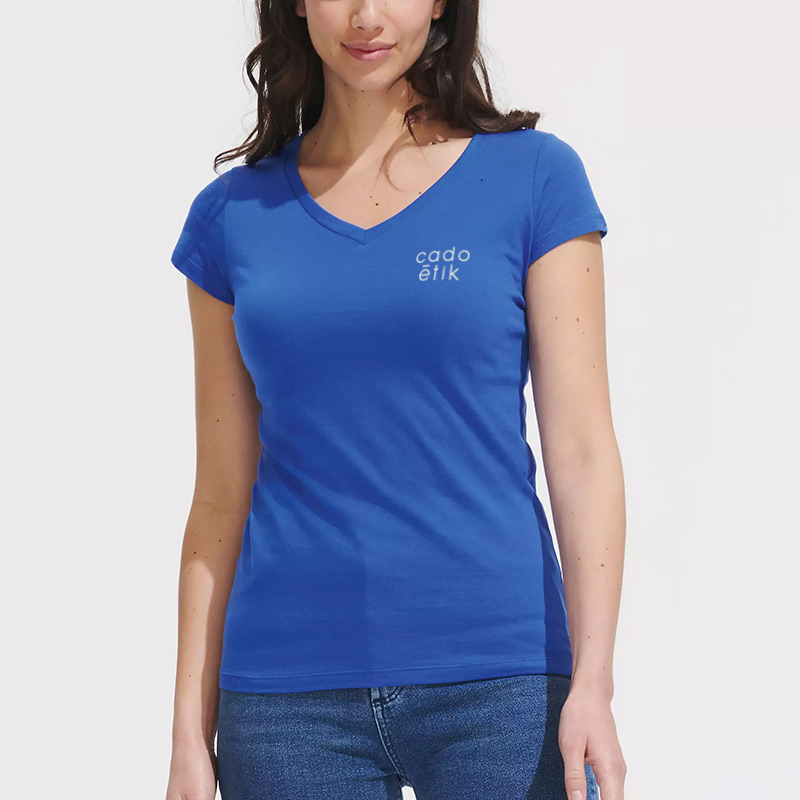 T-shirt publicitaire femme col V en coton Moon 150 g_00