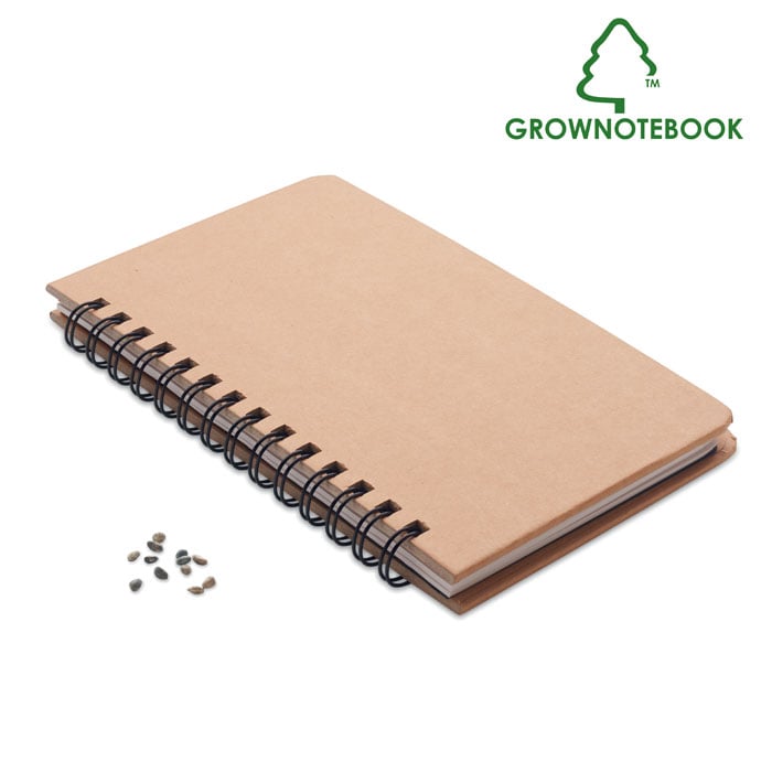 Carnet A5 à spirale en papier certifié avec graines Grownotebook_Beige