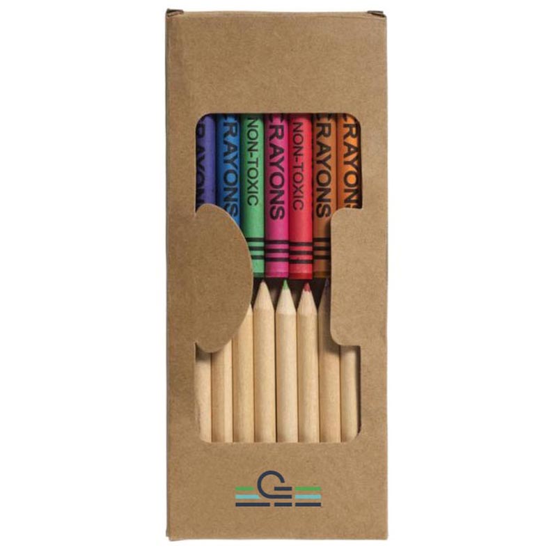 Set de coloriage publicitaire Fusi 19 crayons, présenté dans une boîte en carton
