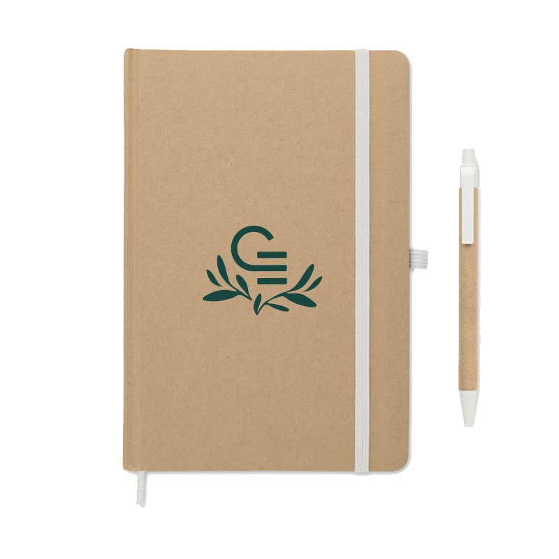 Goodies personnalisé - Carnet A5 et stylo en carton recyclé Caratil_1