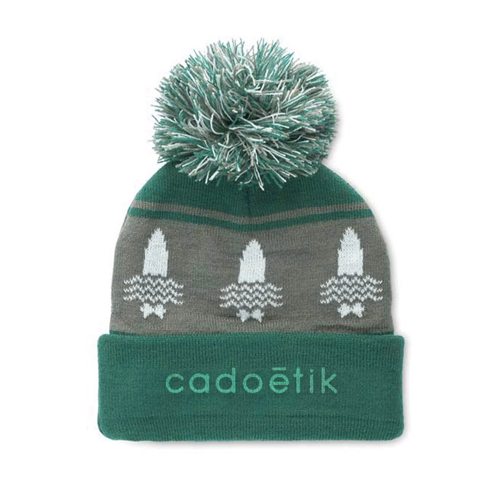 Bonnet personnalisé sur-mesure en maille jacquard à pompon Xapela_02