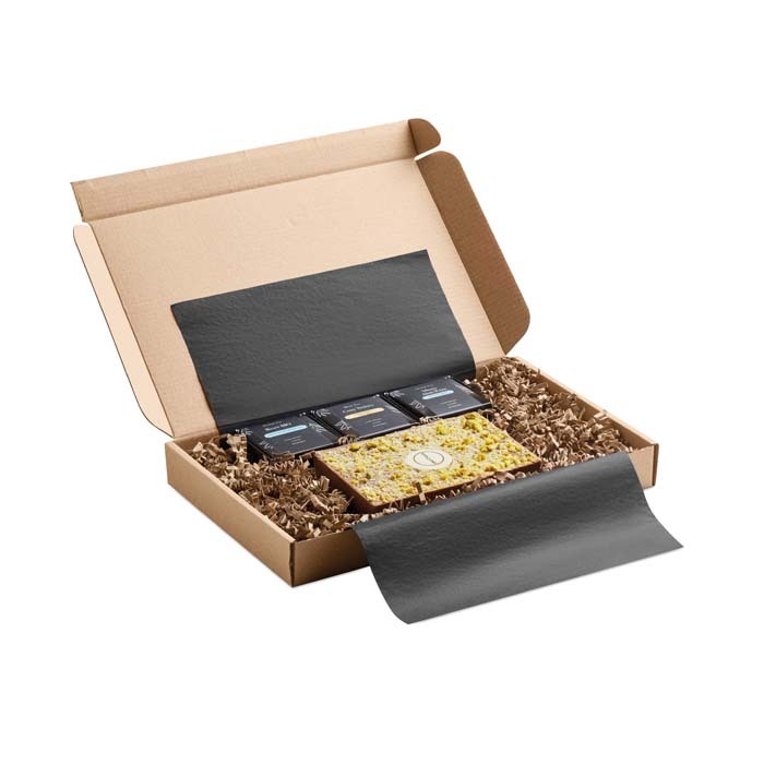 Coffret personnalisable  3 thés et tablette de chocolat style Dubaï_01