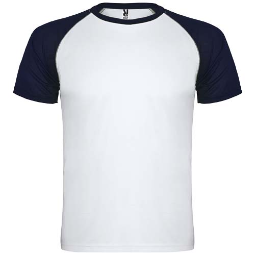 T-shirt de sport unisexe en polyester certifié Indianapolis 140 g_Blanc/Bleu marine