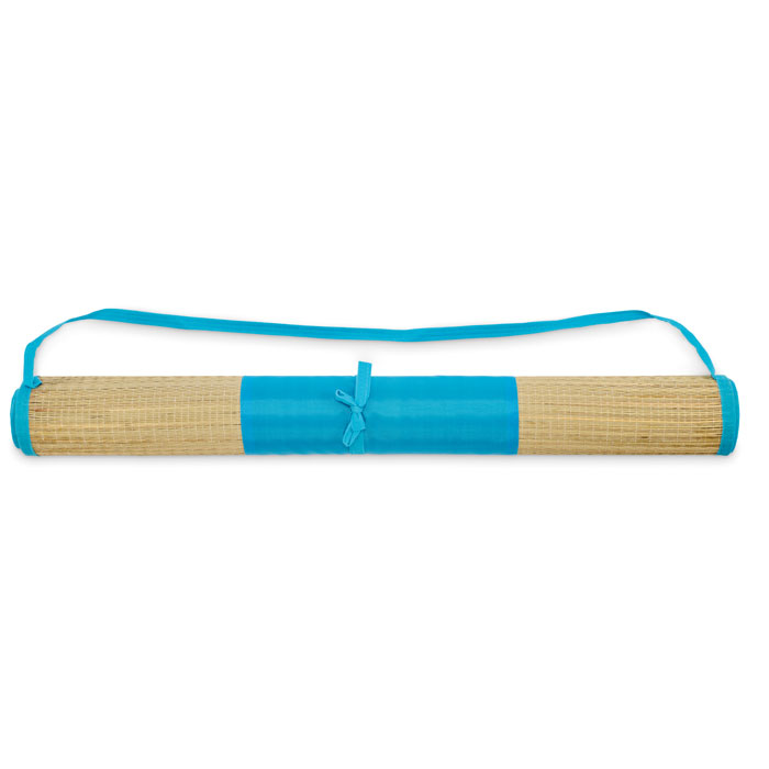 Natte de plage personnalisée en paille Rafia_Turquoise