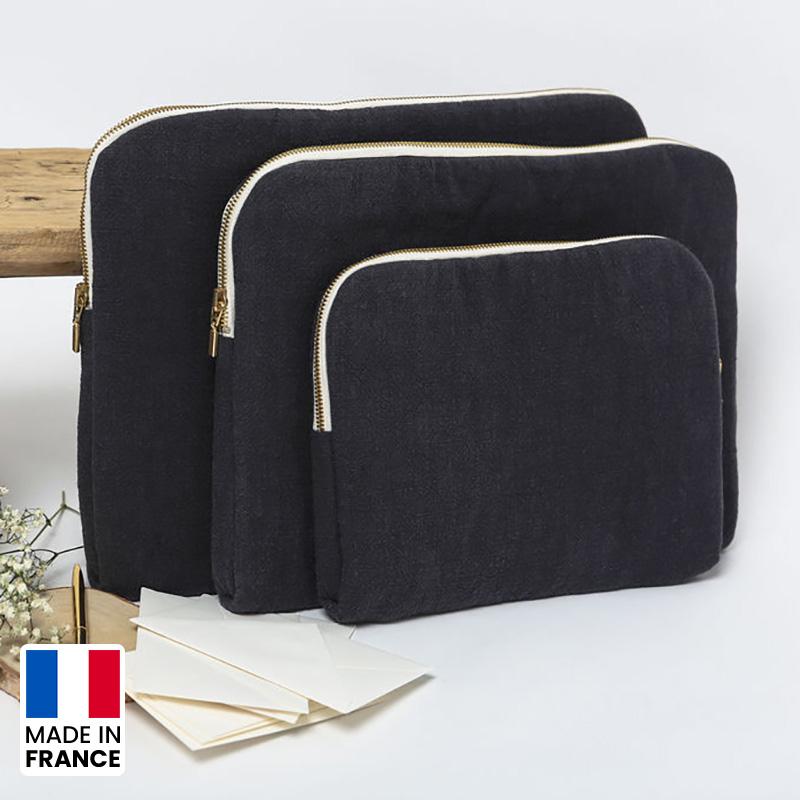 Housse ordinateur 15" en lin  Pol & Rosa_Bleu foncé